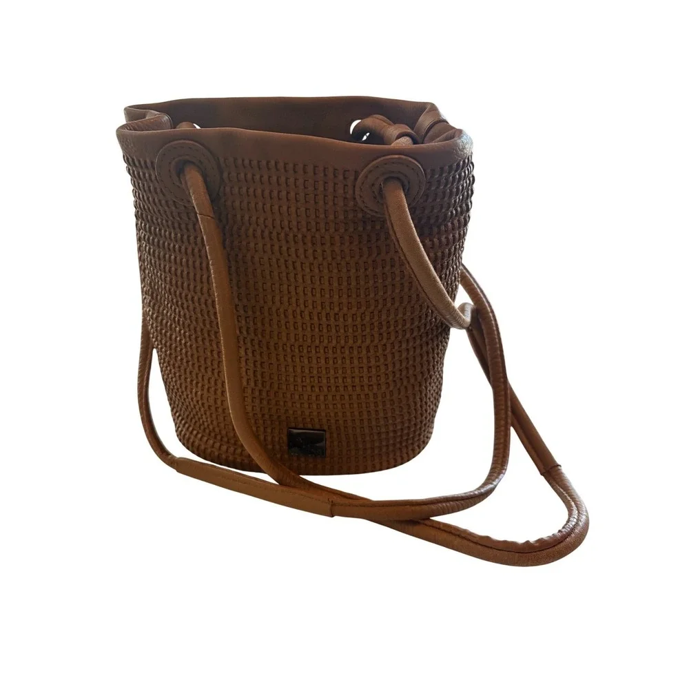 Koba Tan Woven Leather‎ Bucket Bag Shoulder Purse SP18/35622 Brown